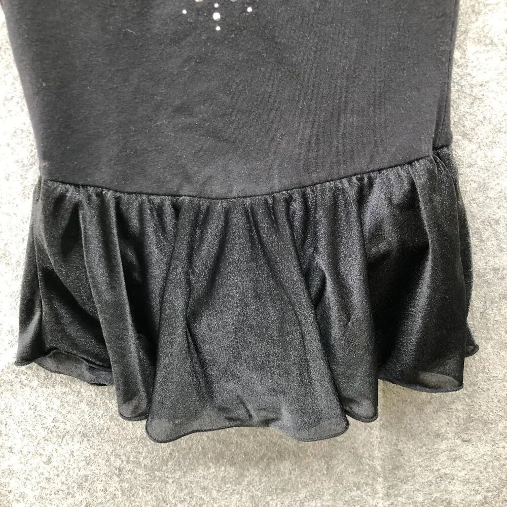 More Than Magic Girls S 6-6X‎ Dance Leotard Black Sleeveless Rhinestone